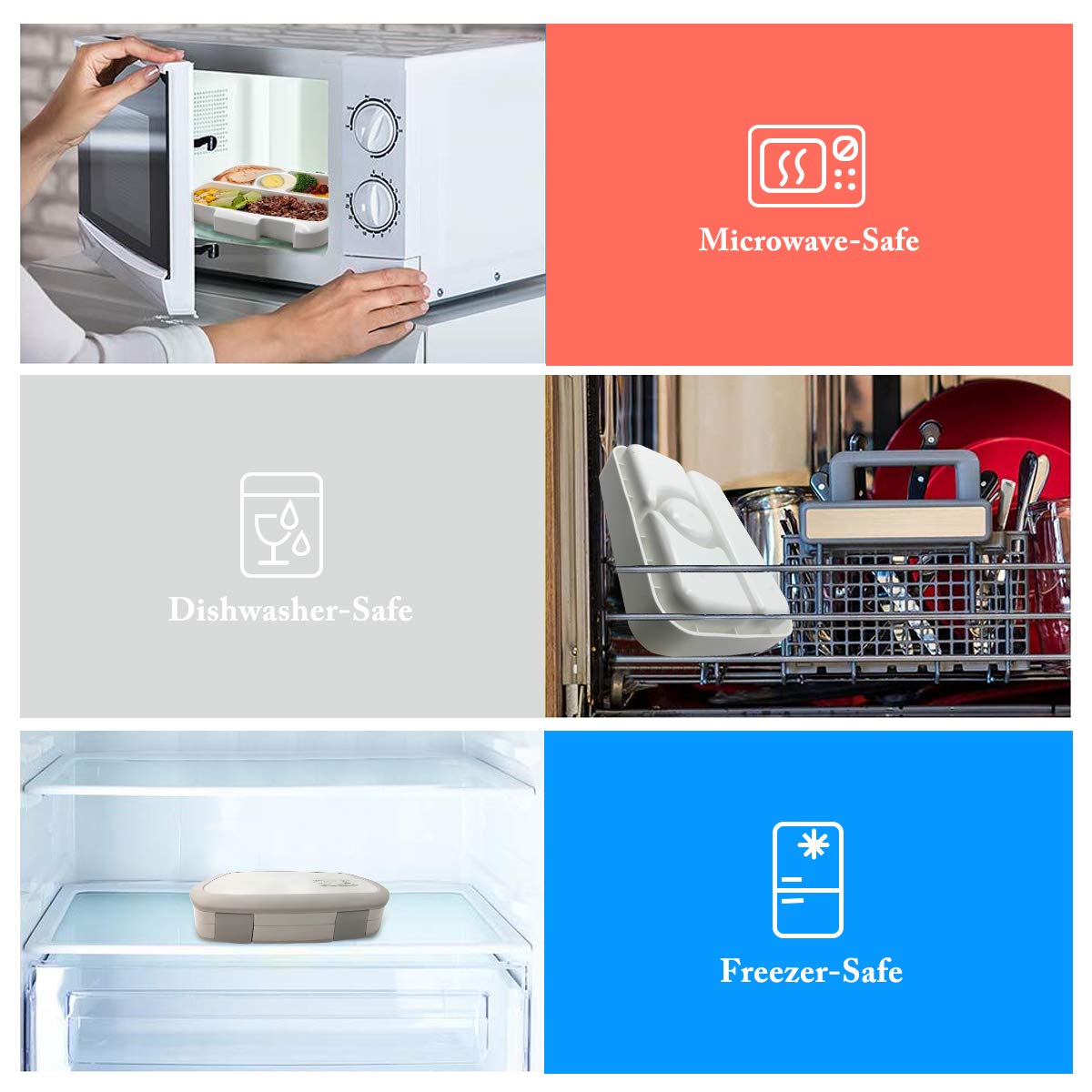 OKBONN Kids Lunch Box with Sticker(Halloween) - Leak-Proof, 4-Compartment Bento-Style Kids Bento Box with Spoon - Ideal Portion Sizes for Ages 3 to 7 - BPA-Free and Food-Safe Materials for School