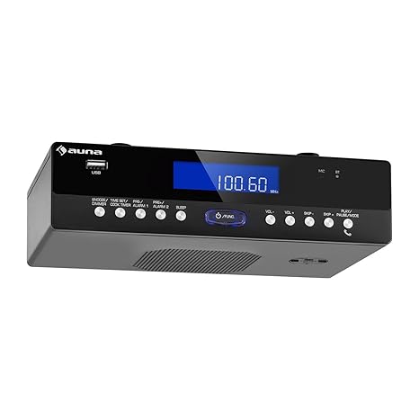 auna KR-100 BK • Küchenradio • Unterbauradio • PLL UKW Tuner • 30 Senderspeicherplätze • Bluetooth • MP3-fähiger USB-Port • D