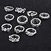 Malloom 11PCS/Set Women Bohemian Vintage Stack Rings Above Knuckle Rings Set (Silver)