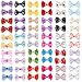 UEETEK 60PCS (30 Paris) Cute Puppy Dog Small Bowknot Hair Bows with Rubber Bands Handmade Hair Accessories Bow Pet Grooming Products (60 Pcs,Cute Patterns)