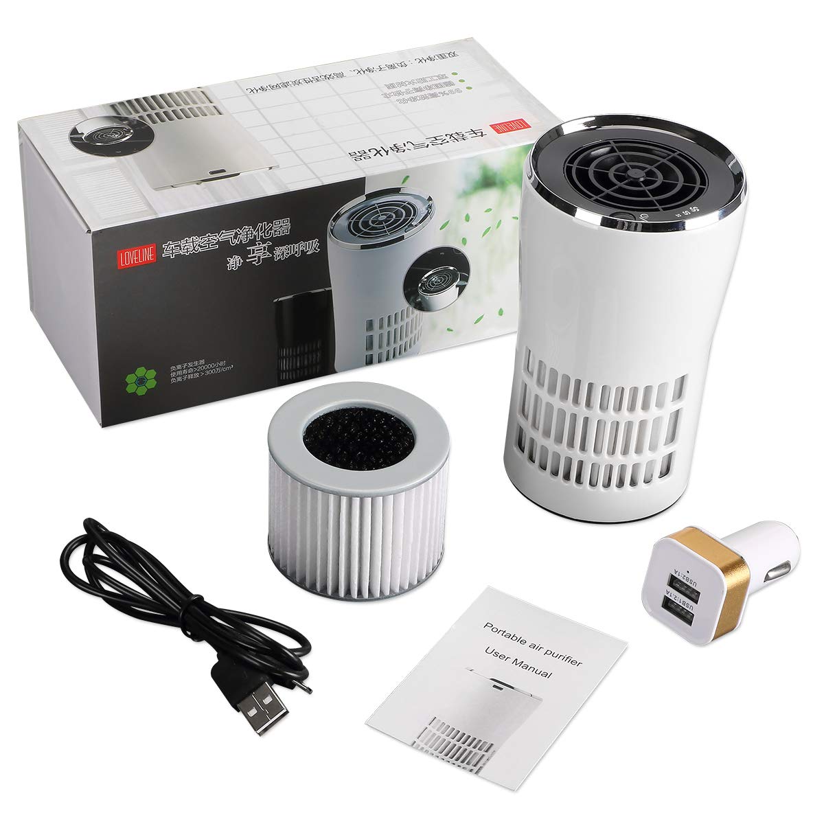 MX Air Purifier with True HEPA Filter-for Car,Room, Home, Dust, Mold, Pets, Smokers, Odor