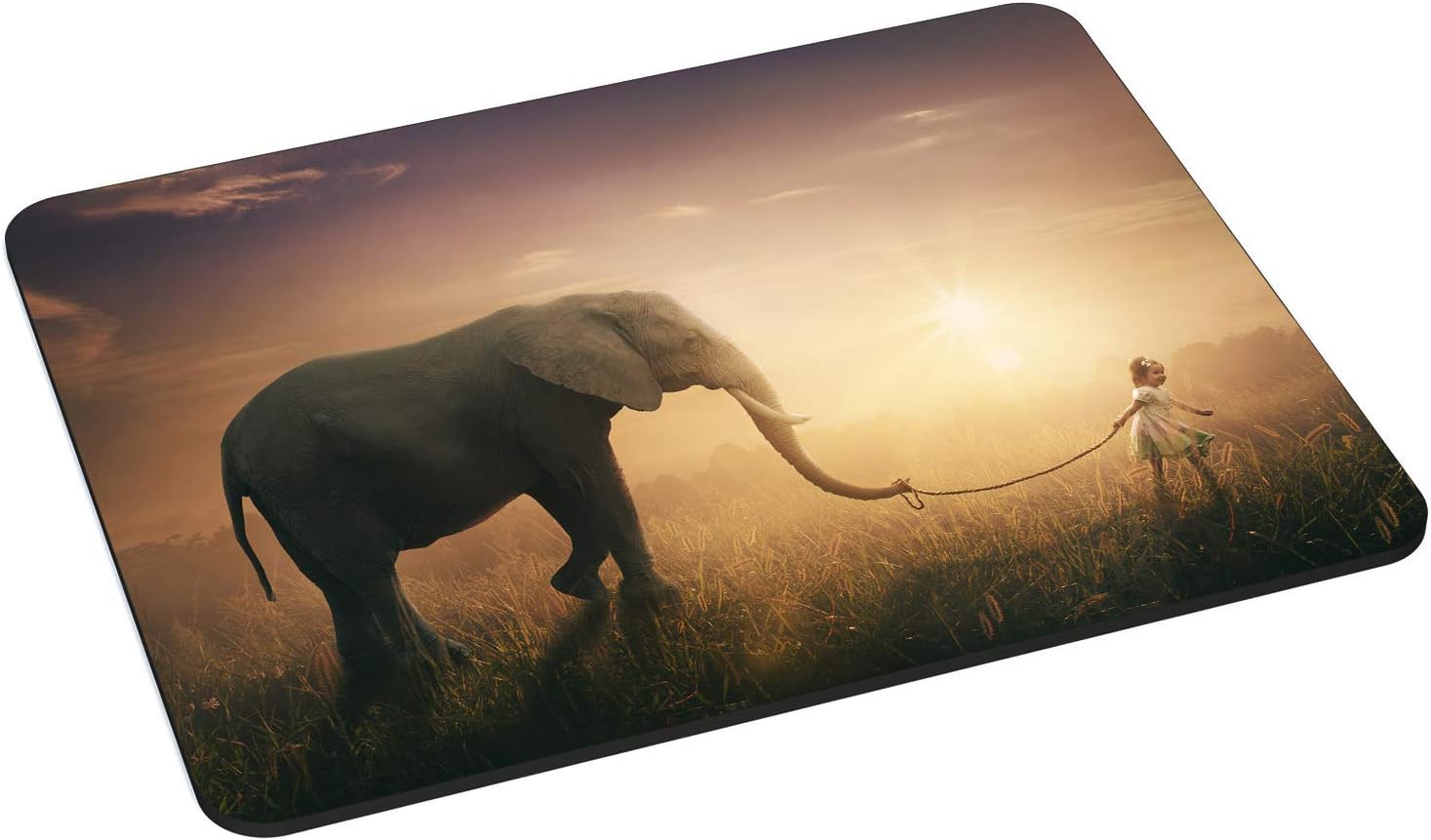 Pedea Gaming and Office Mouse Mat - 220 x 180 mm - with Stitched Edges and Non-Slip Base - Elephant, 220L x 180W mm
