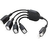 ELECOM 電源ケーブル ACアダプタを4個つなげる 0.2m ブラック T-ADR4BK