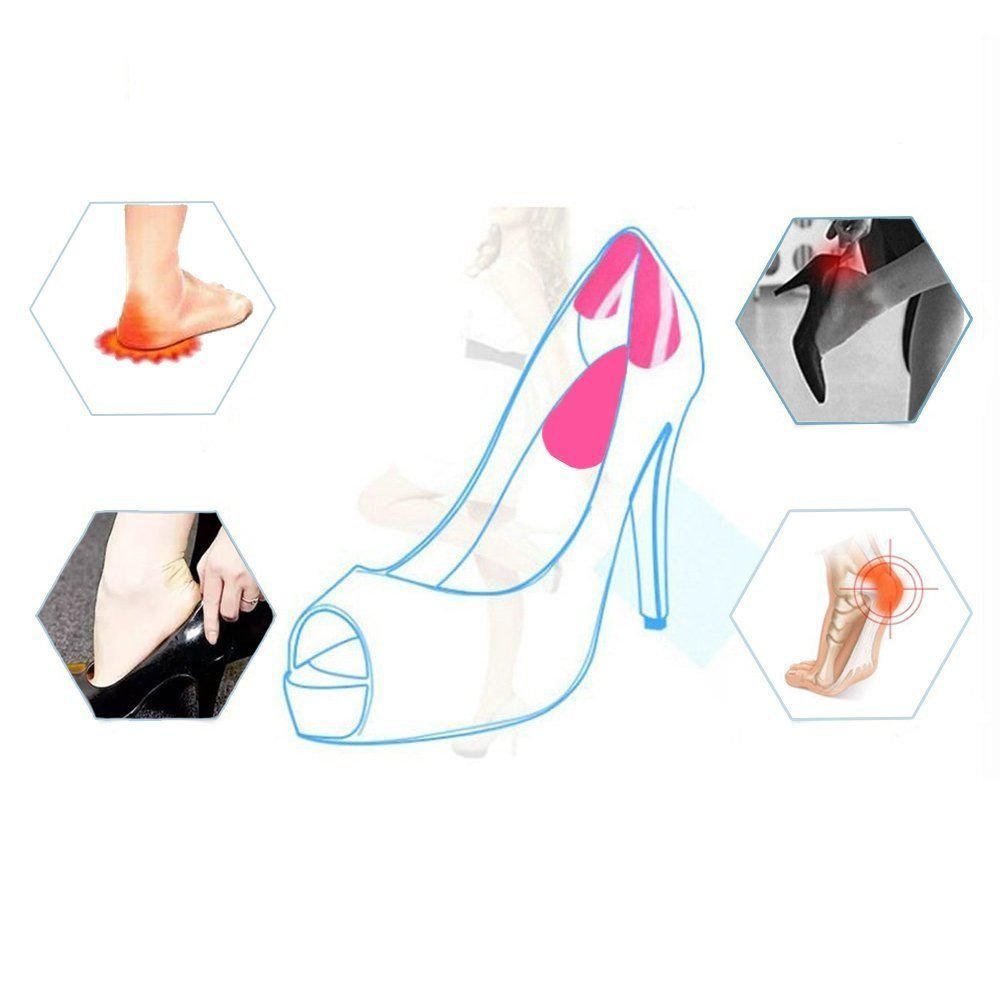 High Heel Pads (8 pcs) - High Heel Inserts, Heel Grips, Anti Slip Shoe Cushion, Ball of Foot Insoles, High Heel Liner, Heel Snugs for Women - Blister Prevention & Improve Shoes Too Big (Black)