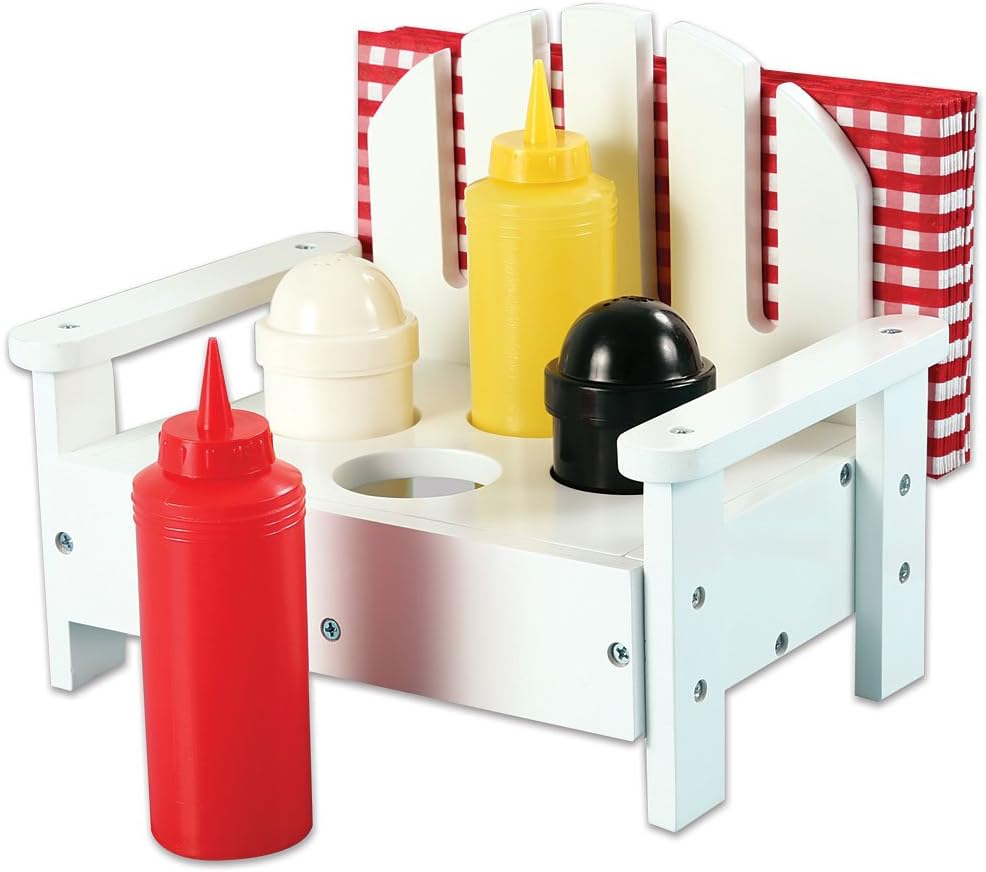 5-Piece Adirondack Bench Condiment Set For Ketchup, Mustard, Salt And Pepper