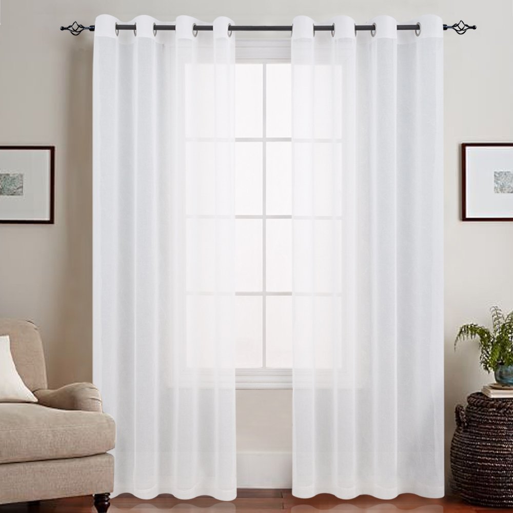 Bleach White Sheer Curtains for Living Room Ring Top Bedroom Volie