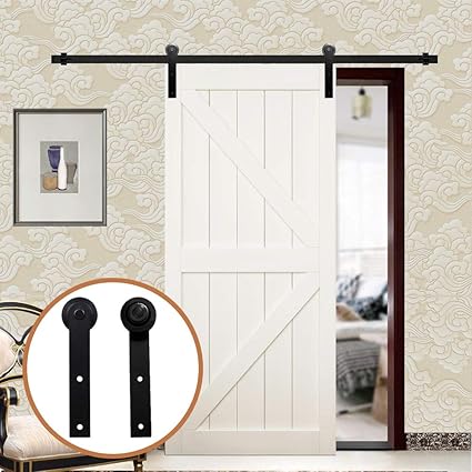 Lwzh Industrial Style 8ft Sliding Barn Door Steel Hardware Kit For