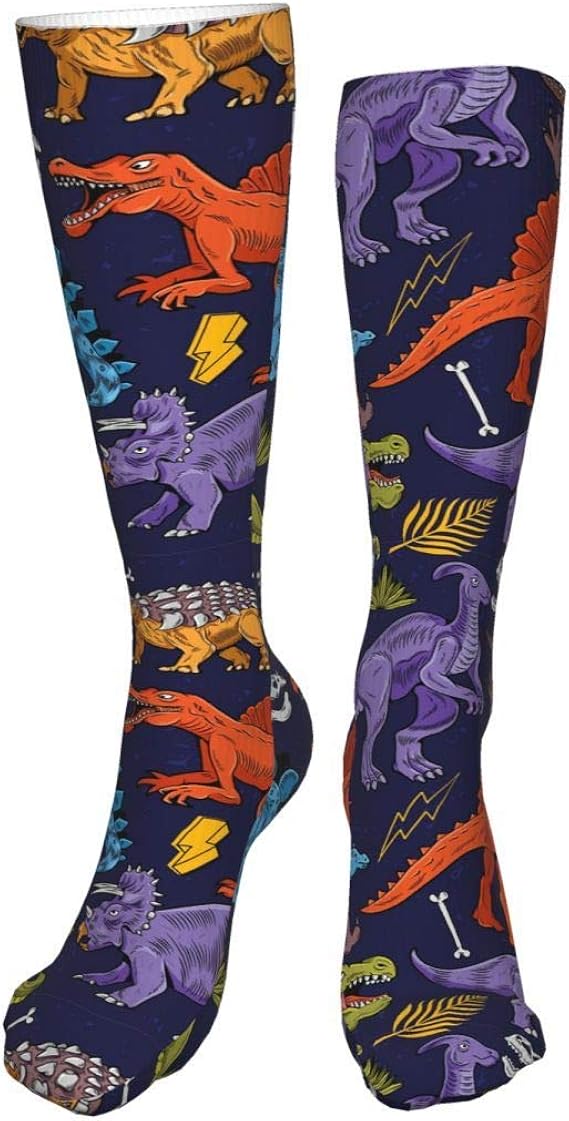 fashion design dinosaur Cozy Crew Socks warm Knee High