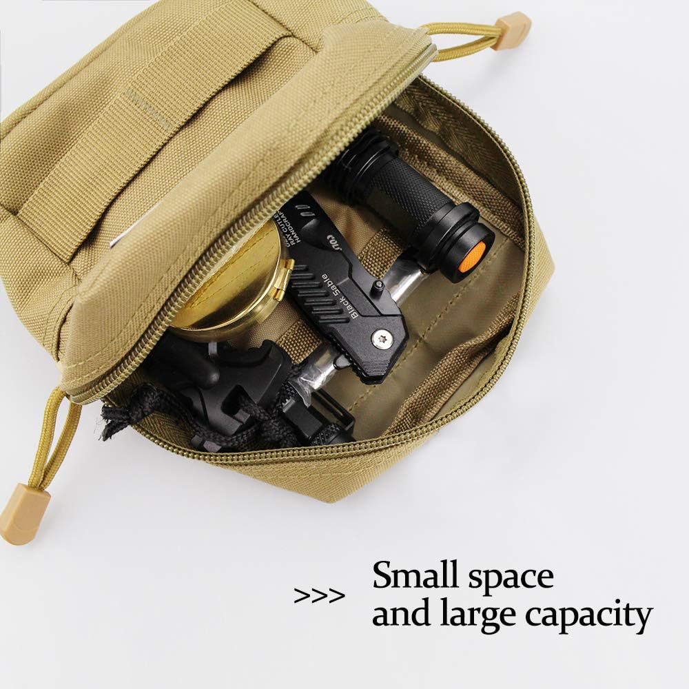 Monoki Molle Pouches, 2 Pack Tactical Waist Bag Water-Resistant EDC Small Pouch Bags with D-Ring Hooks : Sports & Outdoors