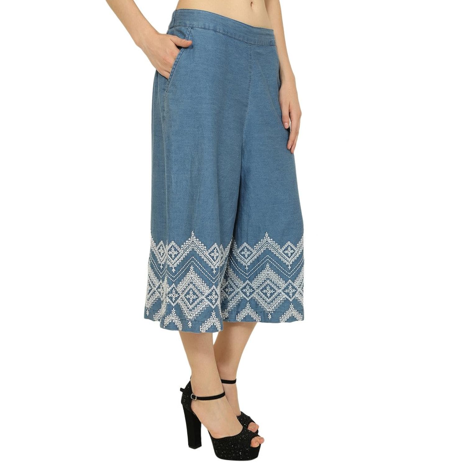 goodwill women's casual wear solid blue trouser