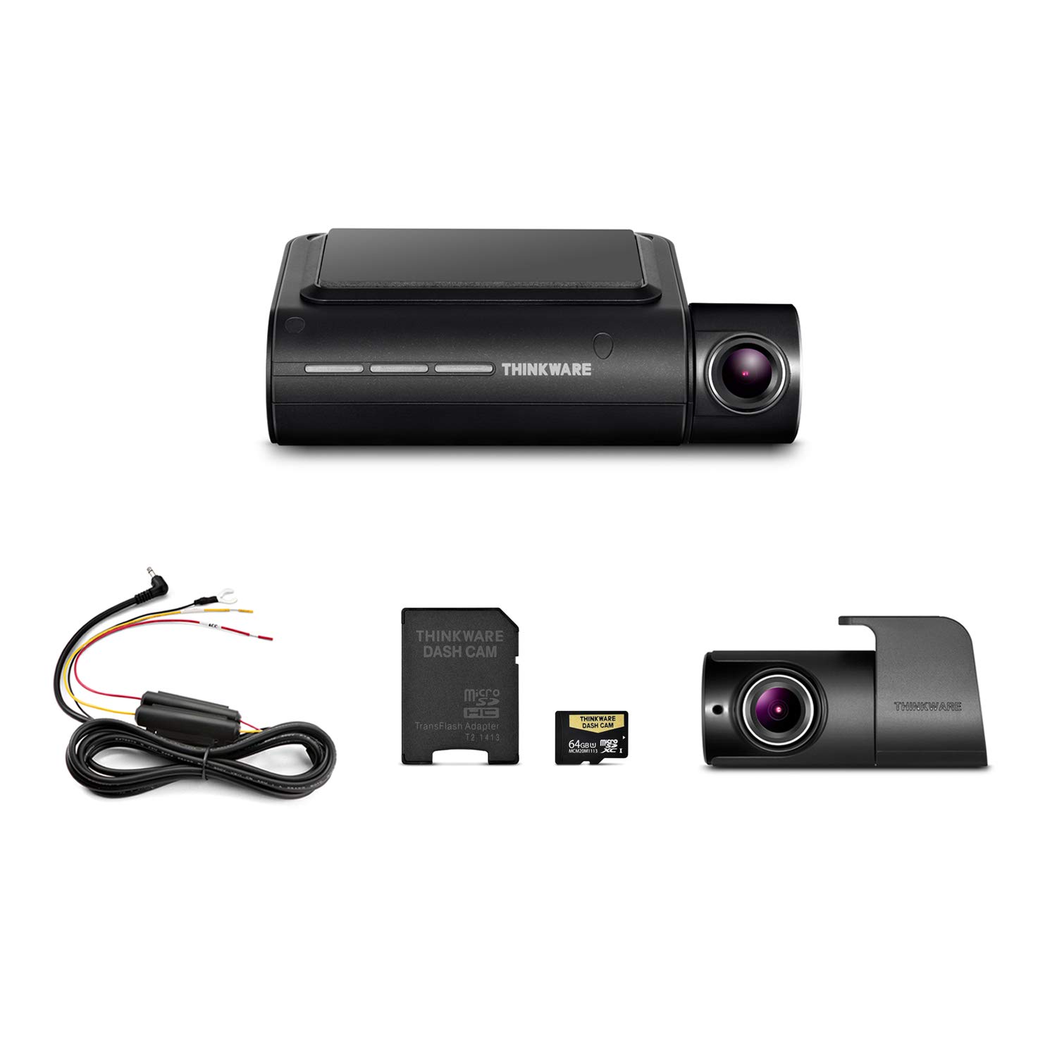 Thinkware F800 PRO Dual Dash Cam Front and Rear Full HD 1080P Sony STARVIS Super Night Vision | Hardwire Cable | 64GB MicroSD Card Included | Built-in Wi-Fi & GPS | Parking Mode with Impact & Motion