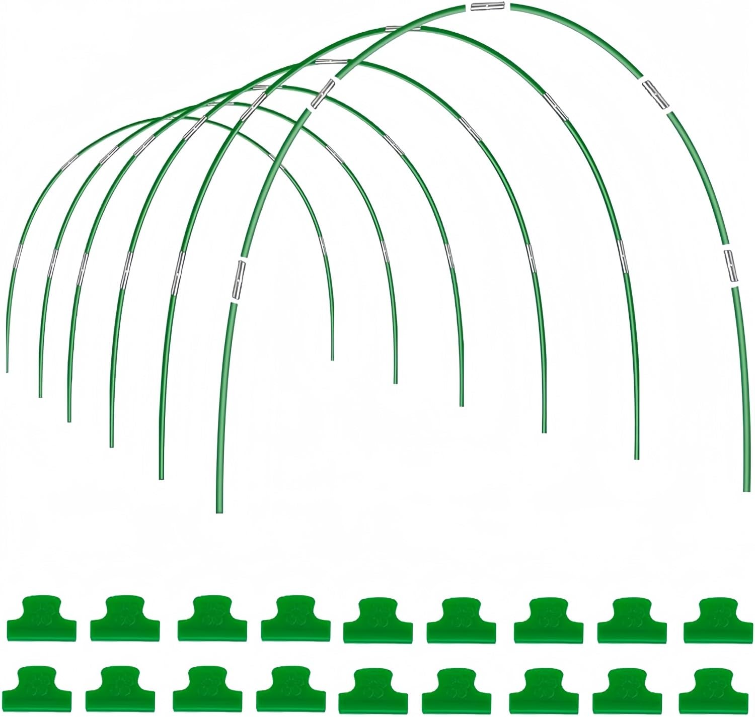 LATERN 6Pcs 115CM x 85CM Greenhouse Hoops for Raised Beds, Adjustable Garden Plant Grow Tunnel Frame, 36 Hoop Pipes with 30 Connect Tubes, 18 Clamps - for Plastic Film Shade Cloth Anti-bird Net Cover