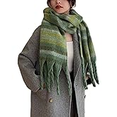 Wander Agio Winter Women Warm Scarf Long Shawl Large Scarves Cold Weather Thicker Blanket Wrap Colour Plaid Stripe