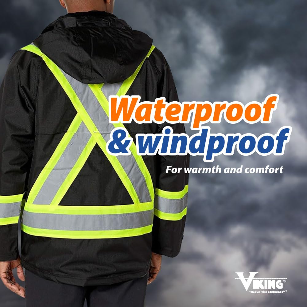 Viking Professional Journeyman 300D Rip-Stop Fire Retardant Reflective Jacket - Fire Resistant Hi Vis Jackets for Men