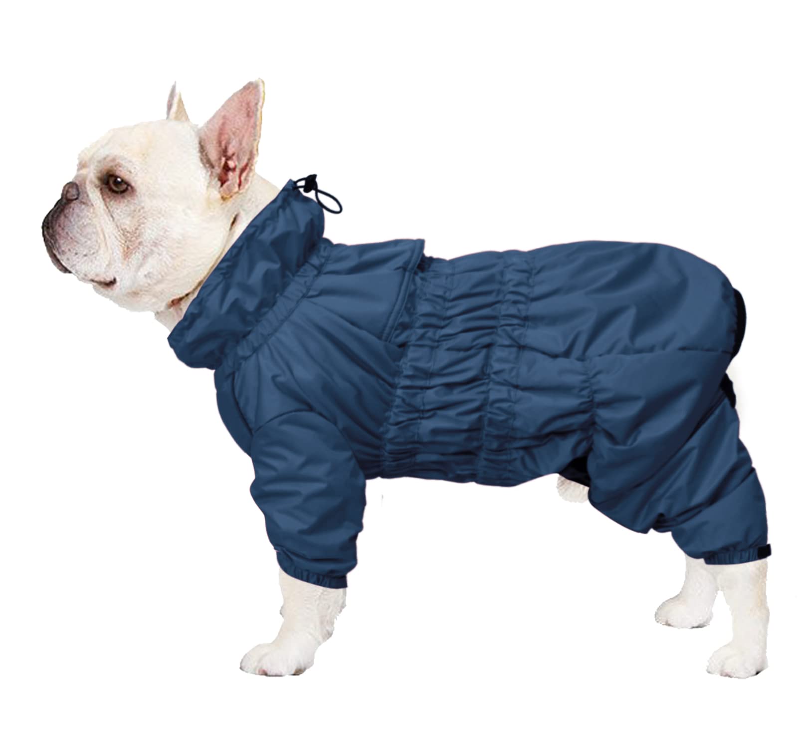 Morezi full body dog winter warm coat with high collar waterproof fleece coat for dogs reflective four-leg jumpsuit for puppies small medium pet - Navy - XXLarge