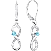 Starchenie Infinity Dangle Earrings for Women 925 Sterling Silver Angel Wings Heart Drop Earrings