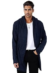 Mens Hooded Cardigan Long Cardigans Sweater Shawl