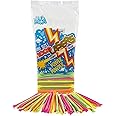 Neon Laser Sugar Candy Straws, 120 Straws Filled with Candy Powder, Bulk Candy Party Favor