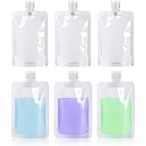 TYLEMAI 8 Pack Travel Pouches for Toiletries, 100ml/3.51fl oz Fluid Makeup Packing Bag Squeezable Refillable Clear Leakproof