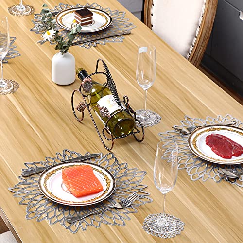 Round Pressed Vinyl Placemats Metallic Place Mat Coaster Set Including