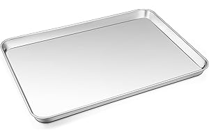 16 In Stainless Steel Baking Sheet, Joyfair Commercial Cookie Sheet for Oven, Large Baking Pan Tray for Bacon, Steak, Salmon, Heavy Duty & Non-toxic, Mirror Finish & Dishwasher Safe, 16 x 12 Inch