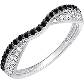 Dazzlingrock Collection 0.36 Ctw 14K Solid Gold Round Black & White Diamond Anniversary Wedding Band Stackable Ring 1/