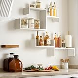SRIWATANA Floating Shelves Set of 5 Paulownia Wood White Wall Shelves view 6