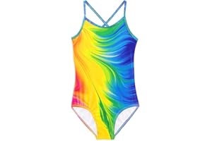 ALAKUOTI Girls One Piece Swimsuits Summer UPF 50+ Quick Dry Beach Bathing Suit Cross Shoulder Strap Swimwear 2-10 Years