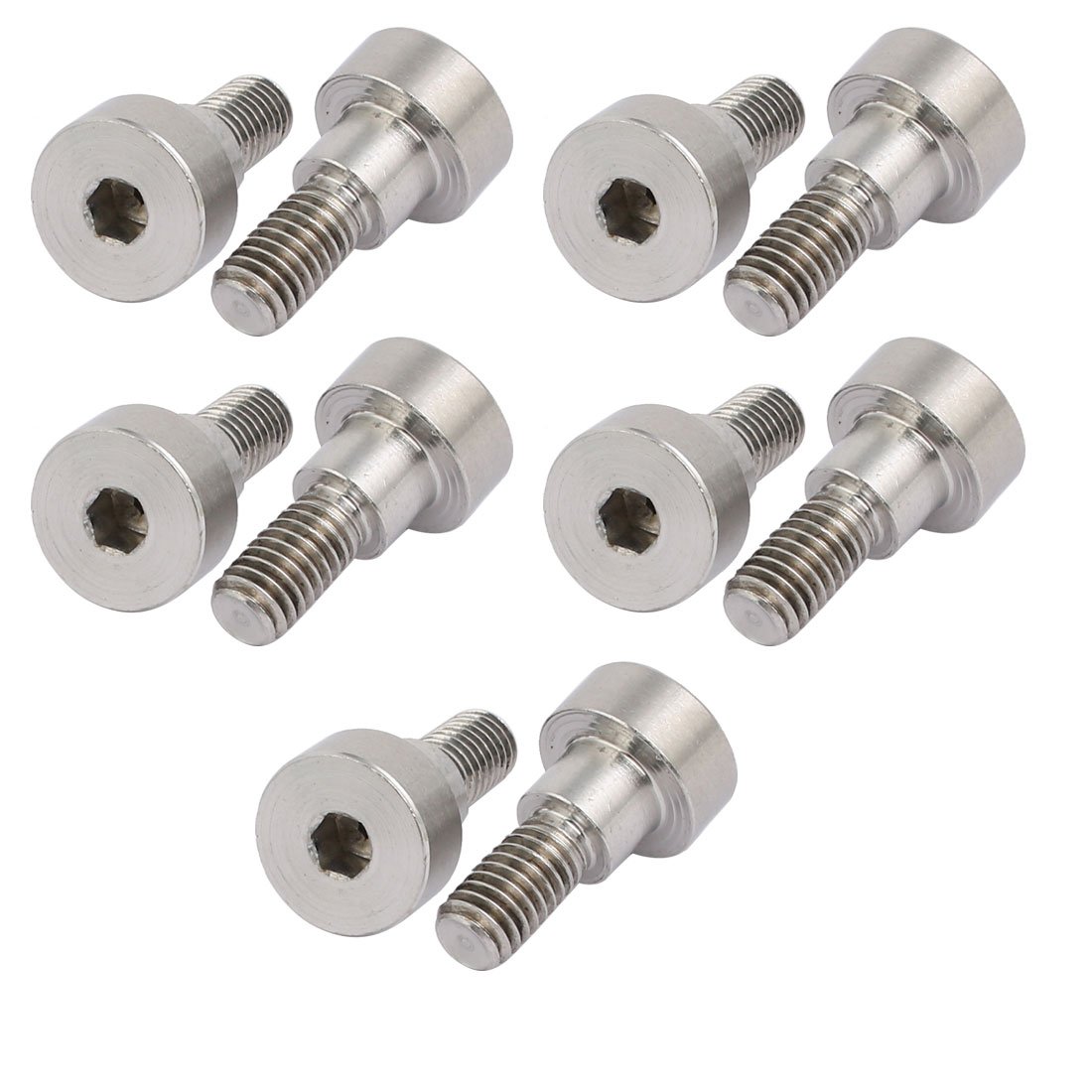 Sourcingmap 10pcs 304 Stainless Steel Hex Socket Shoulder Bolt 8mm Shoulder Dia 6mm Shoulder Length M6 Thread โ image 1