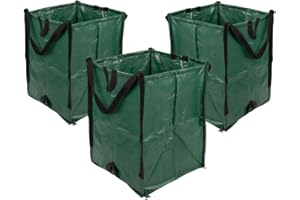 DURASACK Heavy Duty Home and Yard Bags 48-Gallon Reusable Self-Standing Lawn and Leaf Bags Garbage Can with Reinforced Handles, Green, 3 Pack