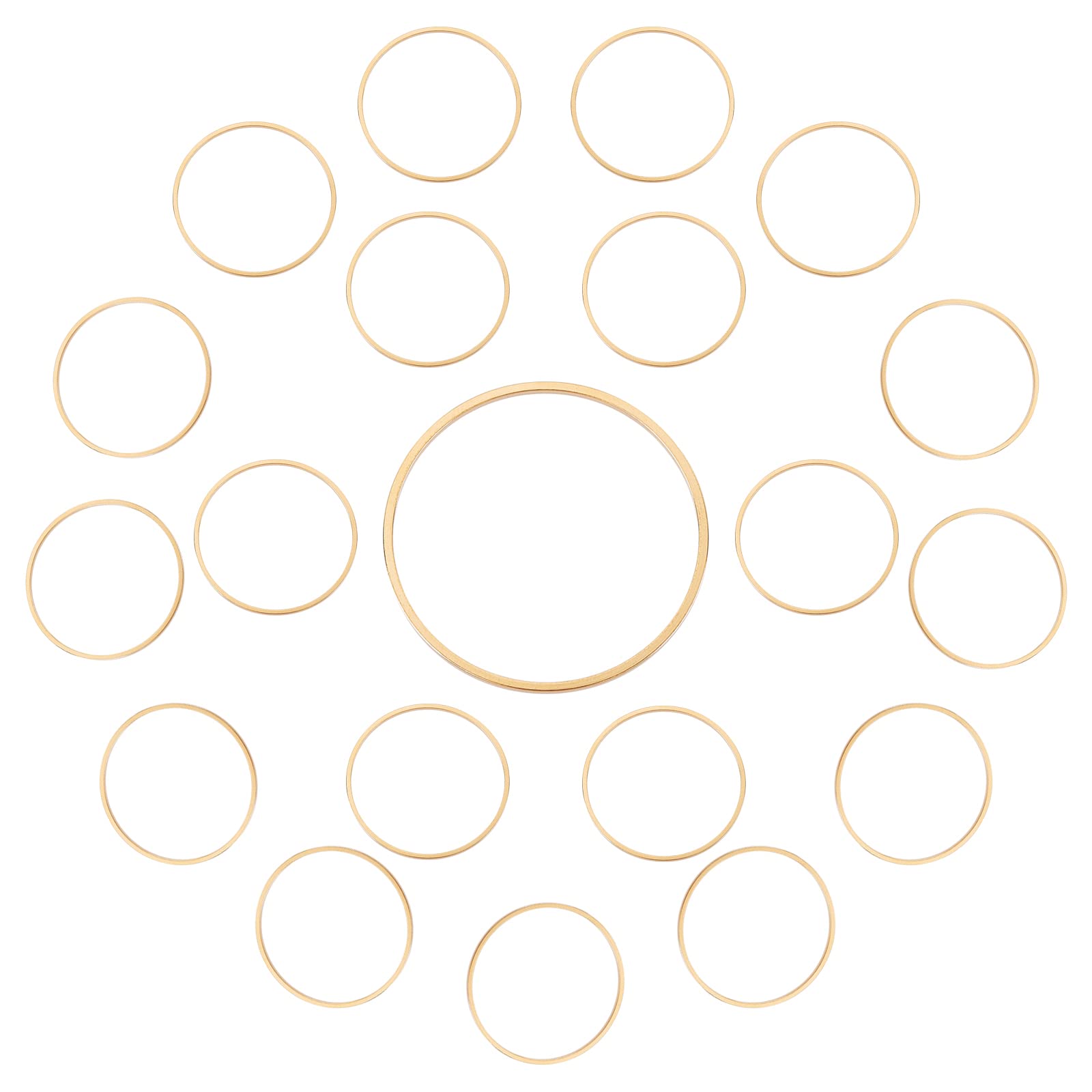 CREATCABIN 1 Box 20Pcs Gold Beading Hoops 24K Real Plated Brass Open Bezel Linking Rings Hollow Round Connector Links Circle Frame Pendants for DIY Jewelry Making Earrings Resin Crafts Findings