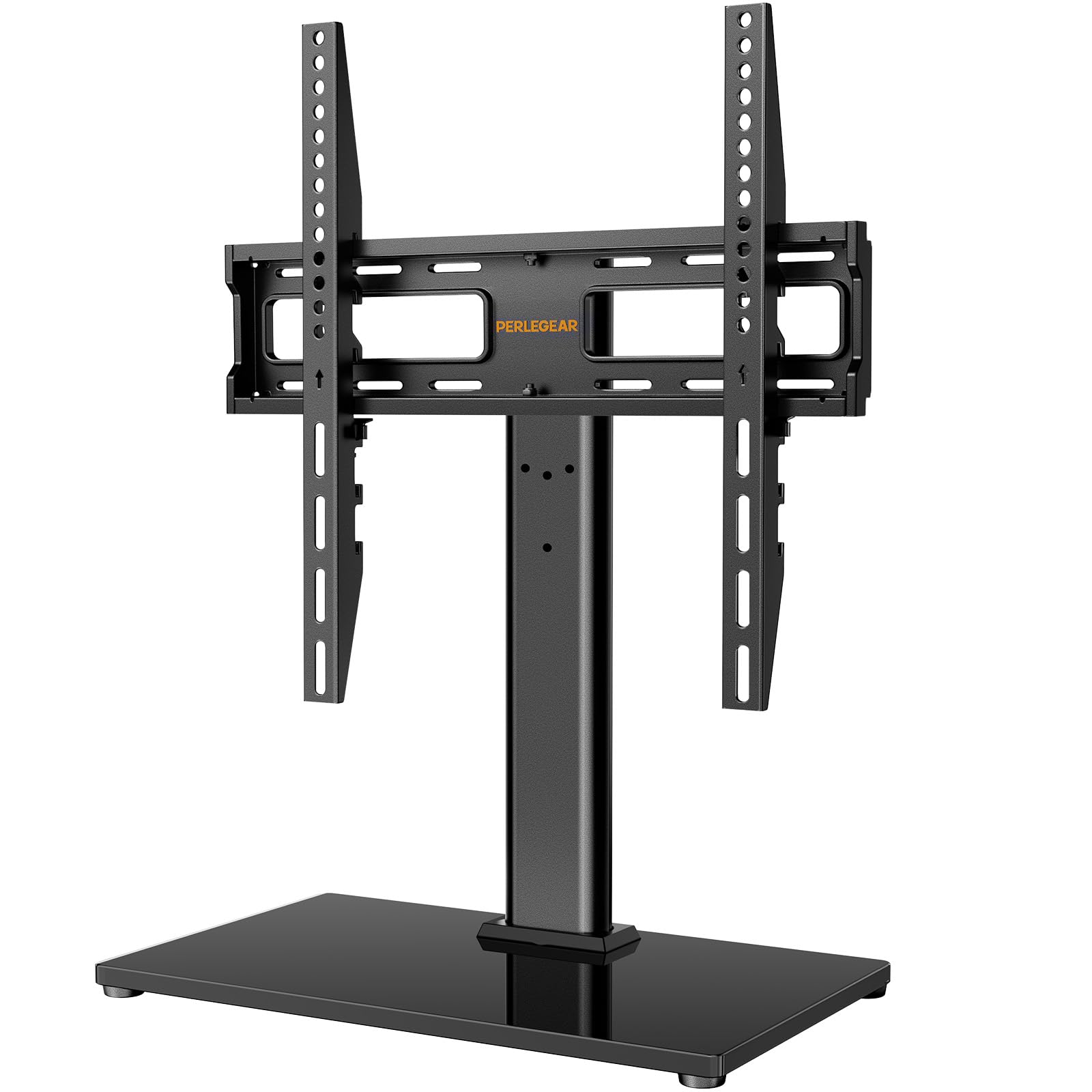 Perlegear Support TV Sur Pied Pour Téléviseurs De 26 À 60 Pouces - Support Pivotant De TV Réglable En Hauteur Avec Base En Verre Trempé, Vesa Maximal 400X400 Mm, Capacité De 40 Kg