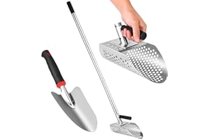 HVERYPPY Sand Scoops for Beach Metal Detecting,Metal Detector Sand Scoop with Long Handle,Metal Detecting Shovel with Digging Shovel as Metal Detector Accessories,Metal Detecting Sand Scoop for Fast Sifting
