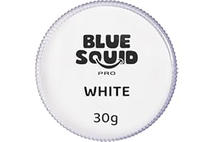 Blue Squid Face Paint Water Based Single Cake Professional Face Paint & Body Paint - Water Activated, Kids Adults Face Painting for Costume, Halloween Makeup, Cosplay - Classic White Face Paint 30g