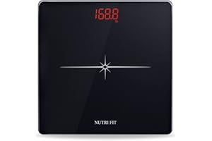 NUTRI FIT Digital Scale for Body Weight, Precision Bathroom Weighing Scale Step-On Technology High Capacity - 330 lb, LED Display with High Precision Measurements, Black