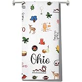 JNIAP Ohio State Kitchen Towels Ohio Kitchen Gifts Ohio Dish Towel Ohio Kitchen Decor Ohio Housewarming Gift (Ohio kt)