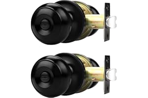 Probrico 2 Pack Black Door Knobs Interior,Door Lock for Bedroom Door Knobs Indoor Bed/Bath Door Handle with Lock for Privacy 