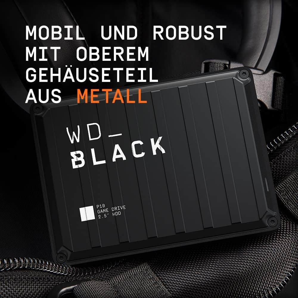 WD_BLACK P10 Game Drive 5 TB externe Festplatte (mobile und robuste High-Perfomance-Festplatte, für Konsole und PC, bis zu 125 Spiele speichern) Schwarz 6