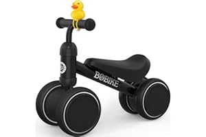 BOBIKE Baby Balance Bike Toys for 12-36 Months Kids Toy Boy Girls Gifts Toddler Best First Birthday Gift Children Walker No Pedal Infant 4 Wheels Bicycle (Black)