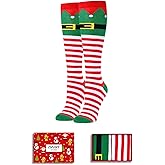 Zmart Christmas Knee High Socks Women - Elf Gingerbread Stocking, Xmas Cookies Gifts