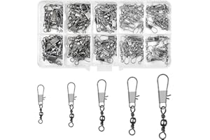 Fishing Swivel Snaps Kit Solid Barrel Swivel, 200Pcs Fishing Swivels Fishing Trout Fishing Swivels Carabiner Fishing Swivels,