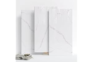 UNIGG 10-Pack Peel and Stick White Marble Wall Panels (11.8" x 23.6") – 19.4 Sq. Ft. Waterproof PVC Tiles for Kitchen, Bathroom, Living Room & Accent Walls – Heat-Resistant Self-Adhesive Backsplash Tiles