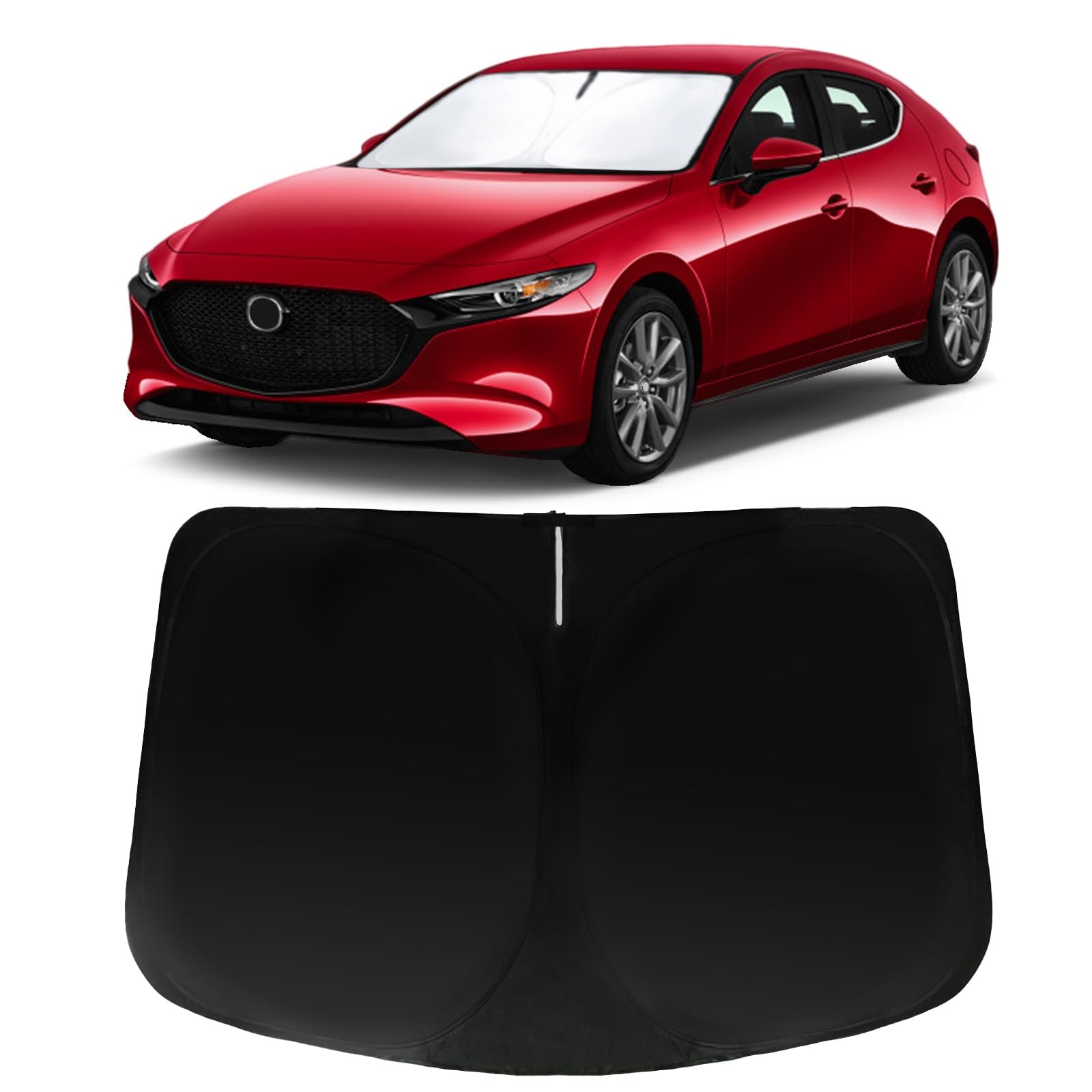 Photo 1 of PAIMOHO Windshield Sun Shade for 2019-2024 2025 Mazda 3 Mazda3, Car Front Window Sunshade with 240T Sun Visor Protector Blocks UV Rays Heat Sun Shield Accessories