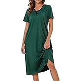 Chunoy Sleepshirt Dress for Womens Short Sleeve Nightgown Button Henley Sleepwear Gown Lounge Night Dress