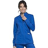 Cherokee Scrub Jacket for Women Zip Front High-Low Medical Uniform, 3 Pockets, Mesh Detail, Ultra Soft 2-Way Stretch – WW301