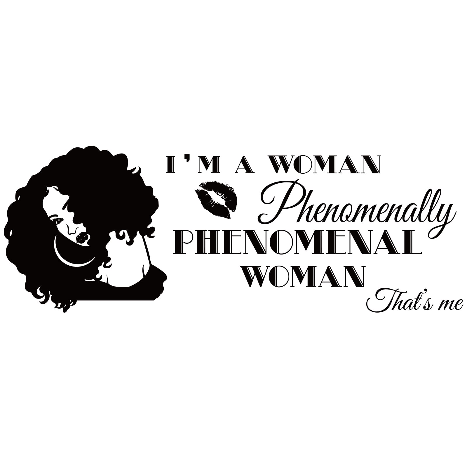 SUPERDANT Inspirational Theme PVC Wall Sticker I am a woman... Quotes Woman Avatar Pattern Wall Art Sticker Vinyl Wall Decal for Living Room Home Decor 38x98 cm