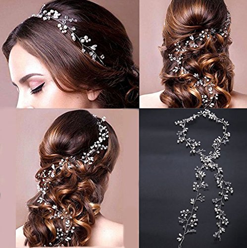 Veewon Vintage Bridal Hairbands Crystal Pearl Vine Headpiece Wedding Hair Accessories Decoration