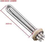 DERNORD 220V 3000W 1-1/4 Inch 3U Heating Element Copper Flange Water Tank view 4