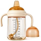 PPSU Sippy Cup with Weighted Straw, Baby Training Cup Handles, 8oz, 6M+ | Soft Silicone Spout, Spill-Resistant, Any-Angle Sip, Dishwasher Safe, Heat-Resistant, Thick Straw, Lightweight Grip