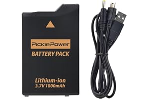 Pickle Power 1800mAh PSP Battery and Charger Cable for Sony PSP-1000 PSP-110 (1001, 1002, 1003, 1004, 1005, 1006, 1007, 1008, 1010), PSP Fat Console